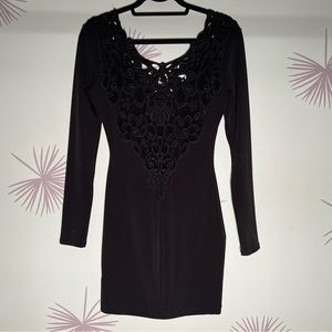 Black Lace Trim Dress